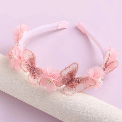 Serre-têtes faits main pour fille, avec perles, plumes, papillons et fleurs