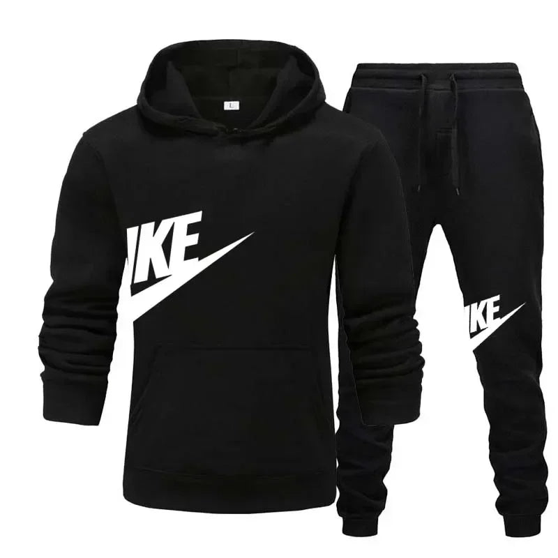 Men's Patchwork Hoodie & Sweatpants Set -  Slim Tracksuit