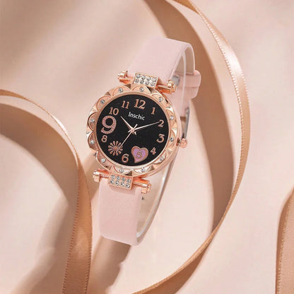 Montre multicolore pour femme, bracelet en cuir PU avec bracelet