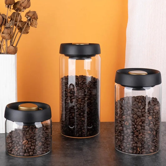 Vakuumversiegelte Glaskanne für Kaffeebohnen