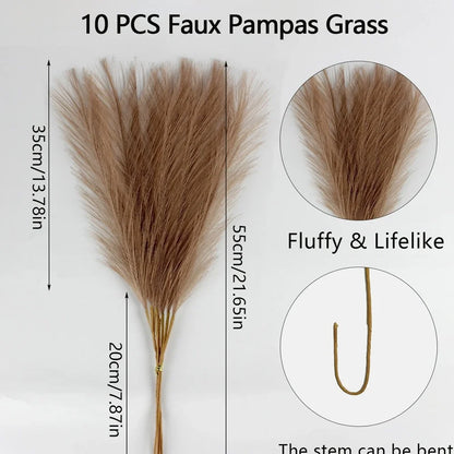 10Pcs Artificial Pampas Grass Fake Plant
