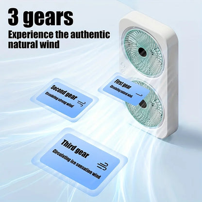 360 Rotation Dual Head Outdoor Wall Mount Fan