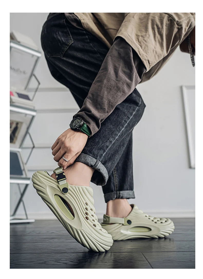 Baotou sabots pantoufles d'été à semelles épaisses