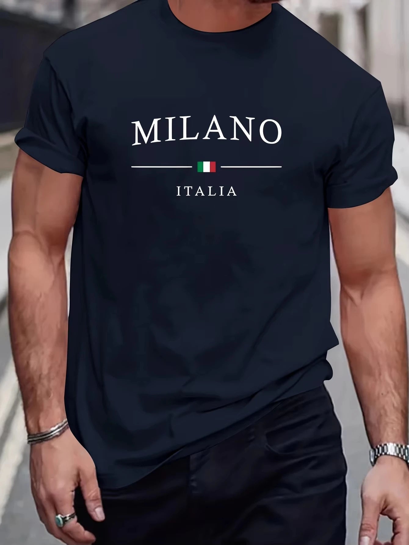 Men's Summer Milano Letters Print Y2K Tee