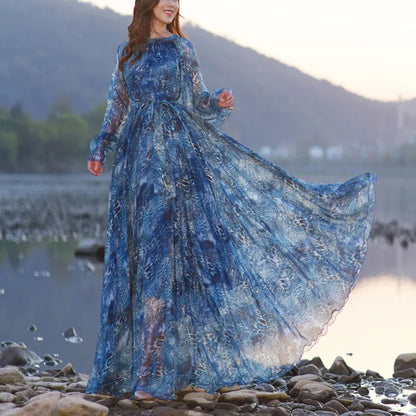 Chiffon-Boho-Sommerkleid für Damen