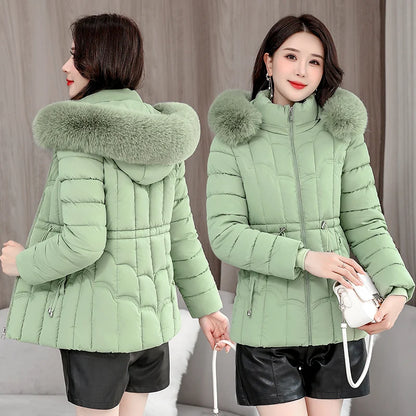 Parka d'hiver à capuche matelassée en coton pour femme