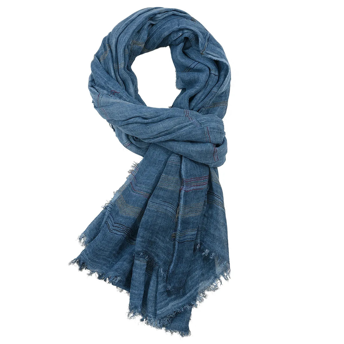 Yarn-Dyed Striped Cotton Linen Men's Scarf