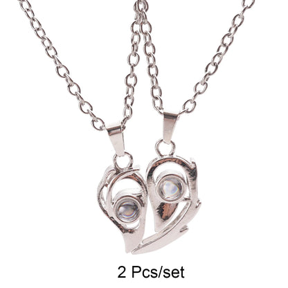 2 herzförmige Magnet-Panda-Halsketten