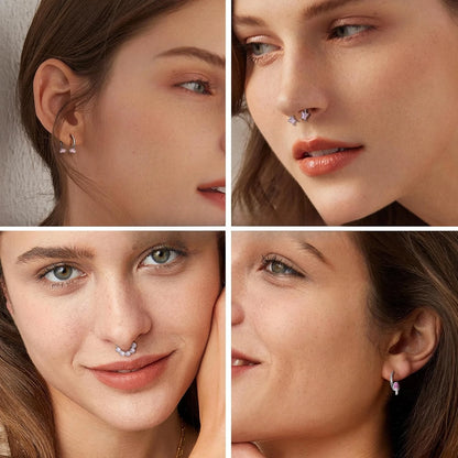 8-teiliges Set rosa Septum-Nasenringe – Nasenpiercing aus Edelstahl in Hufeisenform