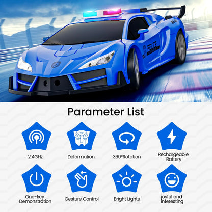 Gesture-Sensing LED Police Car RC Robot