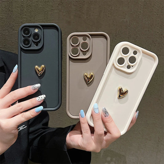 3D Gold Heart iPhone Case