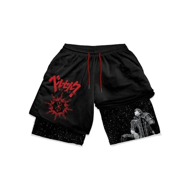 2-in-1-Turnshorts mit Berserker-Print für Herren