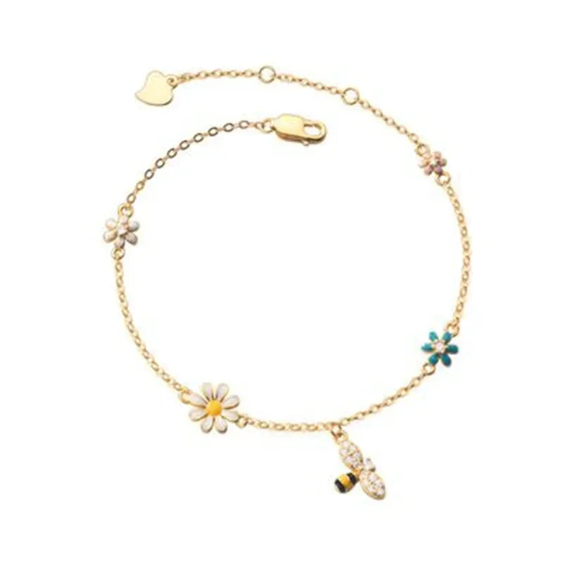 Women's 925 Sterling Silver Charm Bracelet – Tassel Zircon Dangle Anklet