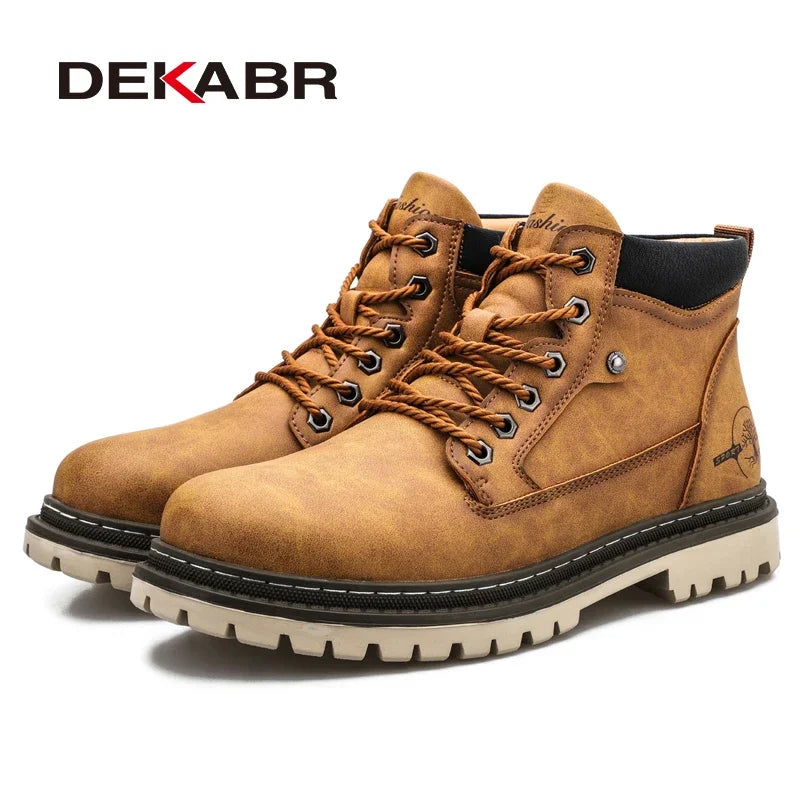 Men’s Warm Fur Lined Boots –  Wear-Resistant Comfort Retro Winter Shoes