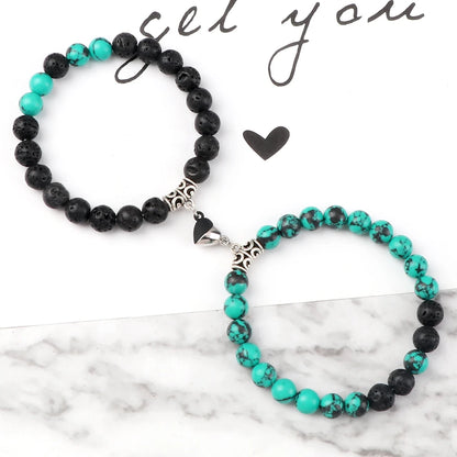 Ensemble de bracelets Yin Yang pour Couple, bracelet d'amour en pierre naturelle en forme de cœur