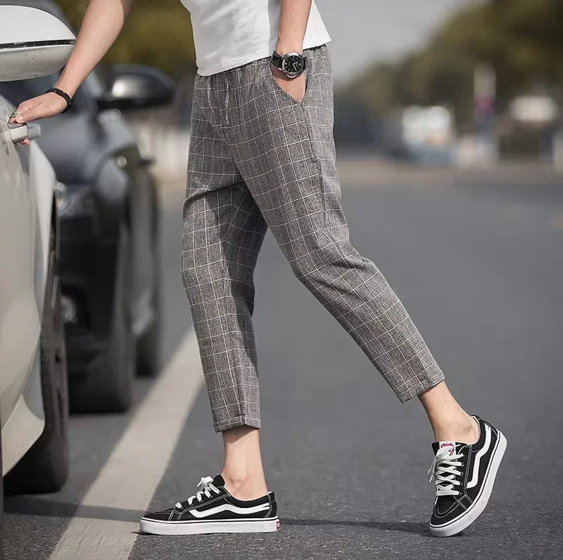 Men's Ice Silk Straight Elastic Waist Formal Pants