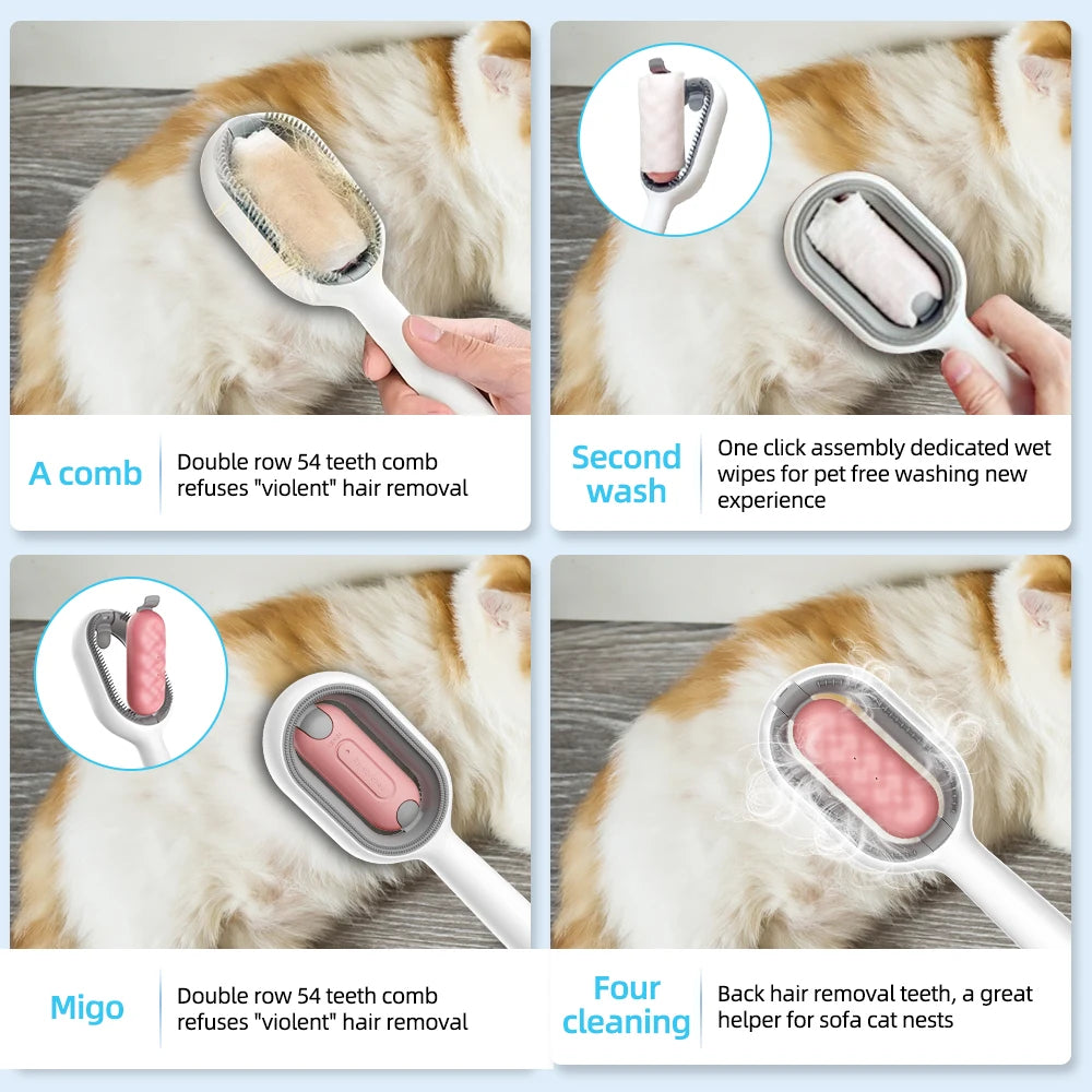 4 In 1 Pet Grooming Brush Cleaning Comb For Cat Dog