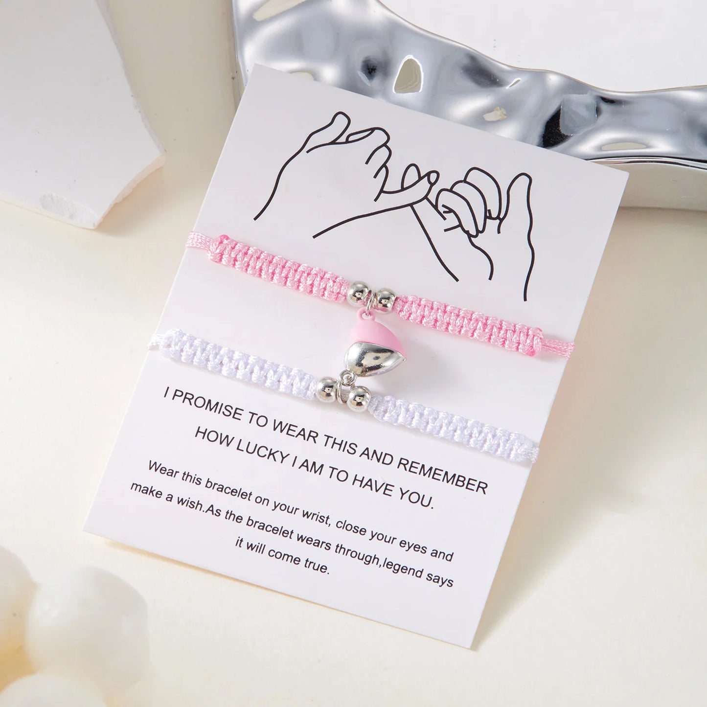 Bracelets magnétiques pour couples en corde tressée à la main