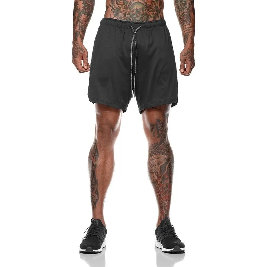 2-in-1 Men's Double-Deck Running Shorts for Summer Fitness