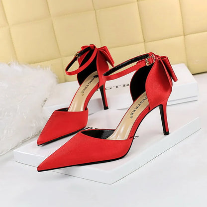 Women's Ultra-High Heels Velvet Hollow Out Ankle Strap Pumps