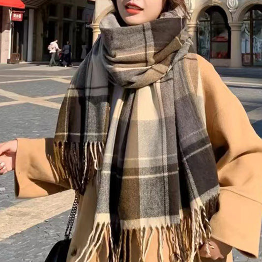 Korean Warm British Checker Winter Scarf