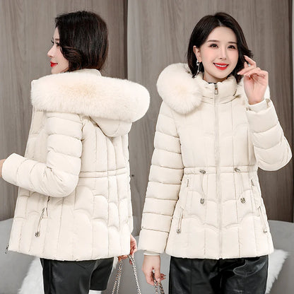 Parka d'hiver à capuche matelassée en coton pour femme