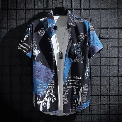 Kurzarm-Strandhemd für Herren mit Print – Leichtes, tropisches Freizeit-Sommertop