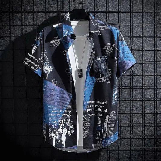 Men's Summer Half Sleeved Loose Beach Printed Shirt