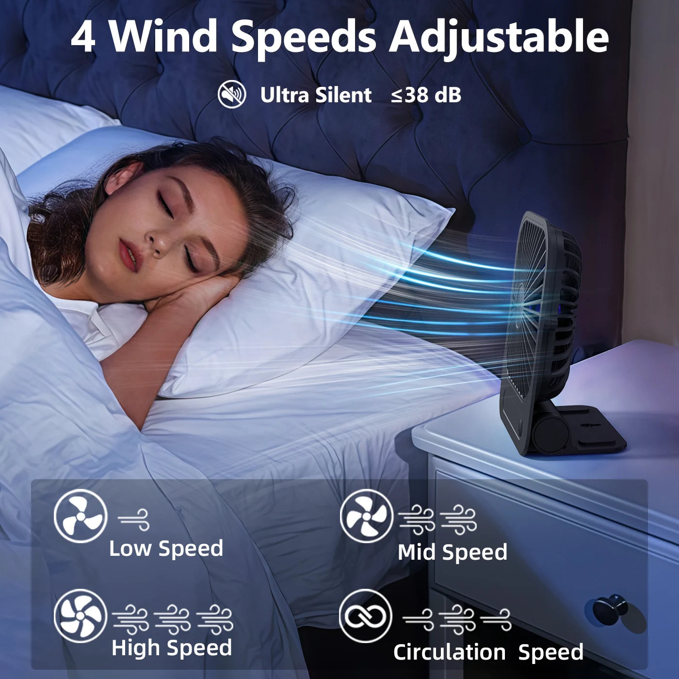 USB Rechargeable Indoor Toilet Wall Fan