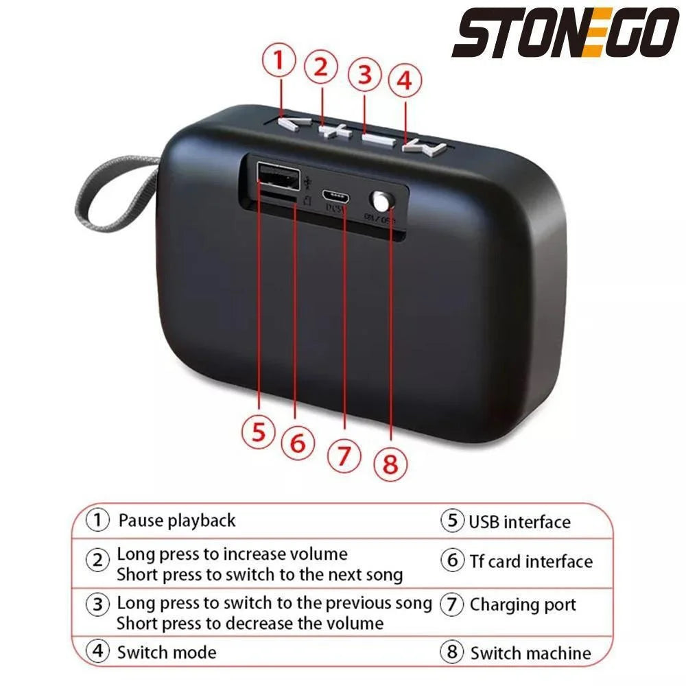 STONEGO Mini Bluetooth Lautsprecher 3D Stereo