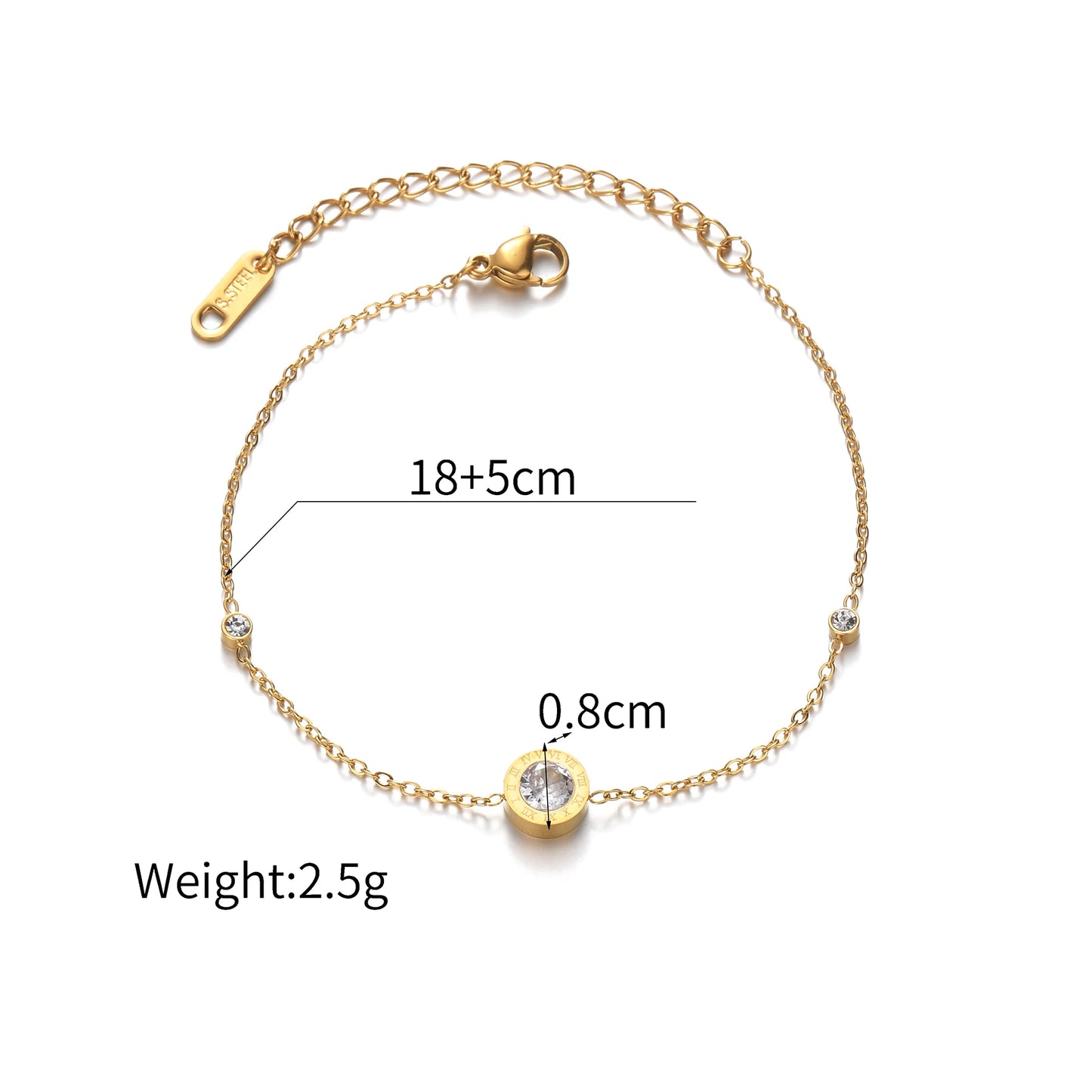 Heart-Shaped Zircon Stainless Steel Bracelet for Women