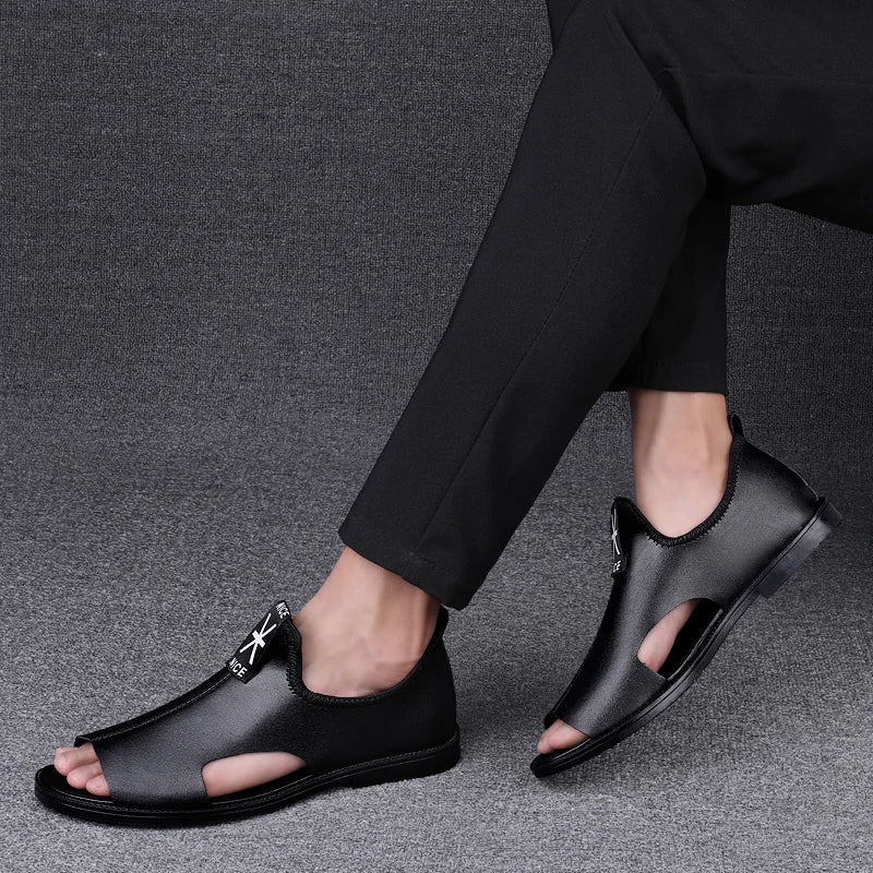 Strand-Freizeit-Herrensandalen aus echtem Leder