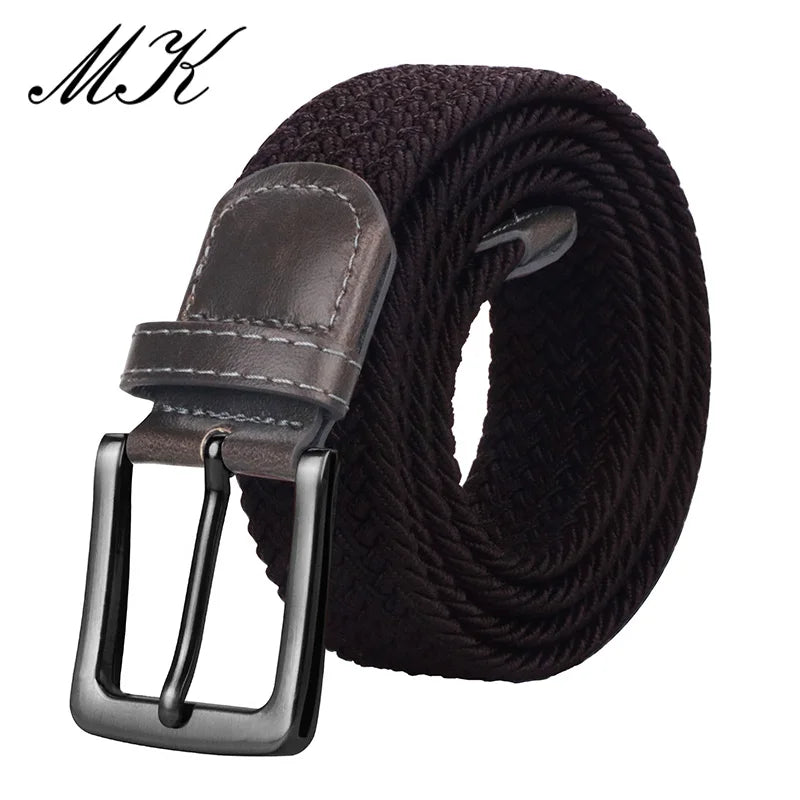 Metal Pin Elastic Buckle Canvas Belts For Men