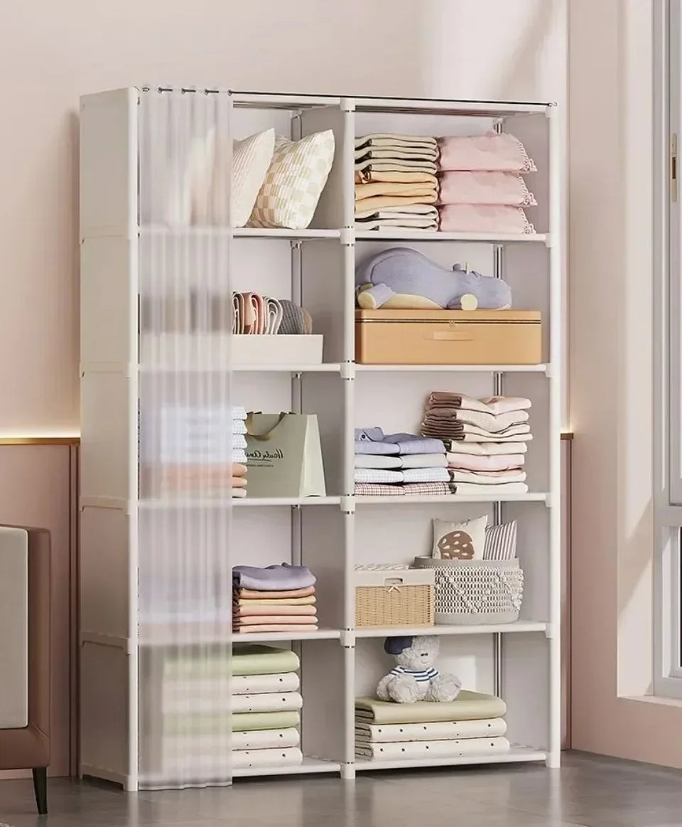 Staubdichtes und platzsparendes Organizer-Gestell aus Stoff