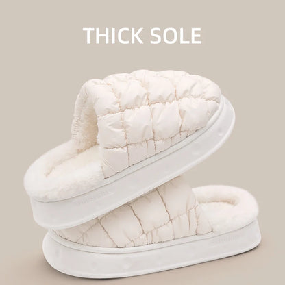 Winter Cotton Soft Thick sole Cover heel Non-slip Fluffy  Warm Cute slippers