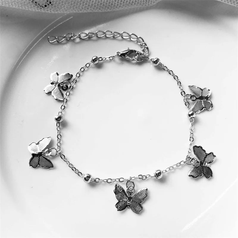 1pc Fashion Butterfly Charm Layered Anklet