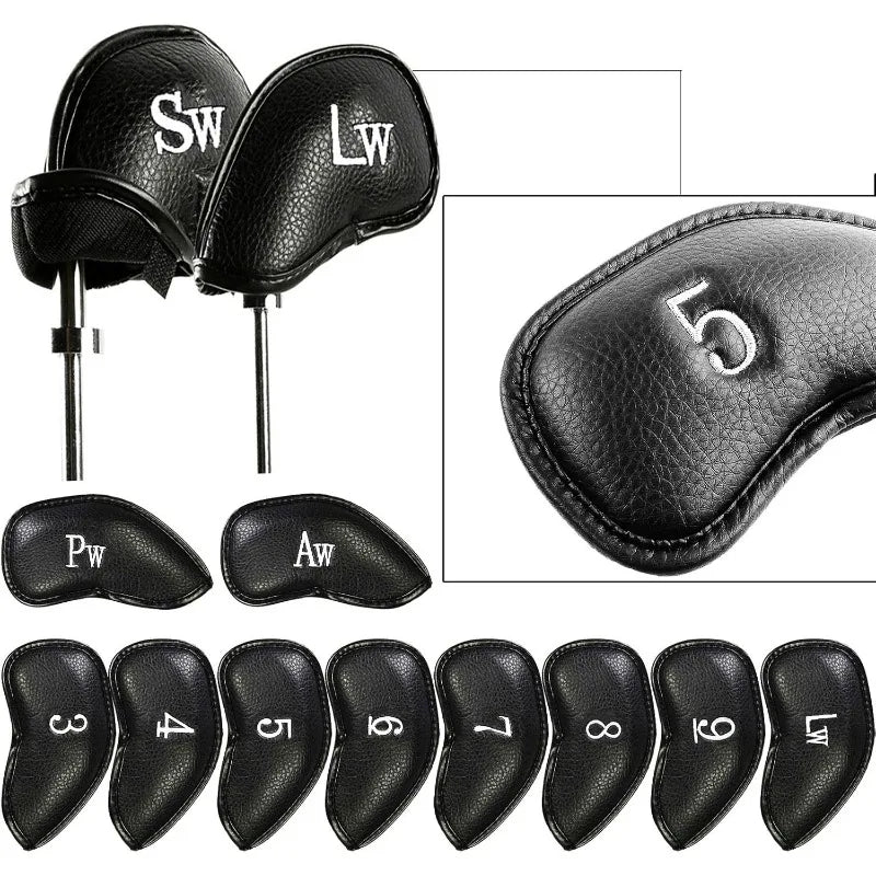 golf iron head covers, golf club head covers, golf club protectors, golf club accessories, leather head covers, leather golf headcovers, leather putter cover, putter headcover, leather driver headcover, leather golf club covers