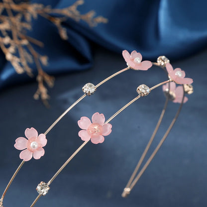 Bandeau en métal à fleurs double couche pour femmes