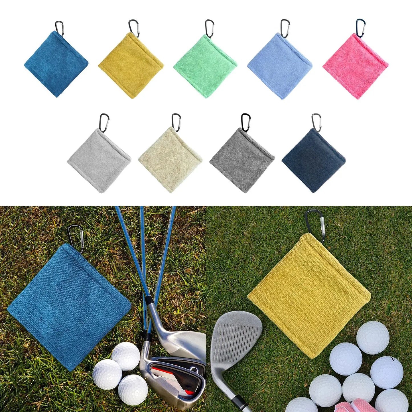 Compact Golf Ball Towel with Clip for Clubs