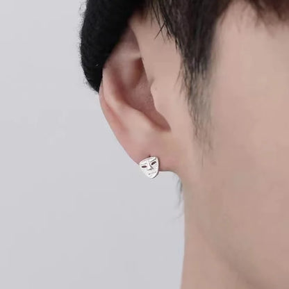 Boucles d'oreilles minimalistes en acier titane pour hommes - Goujons ronds noirs à goutte d'huile