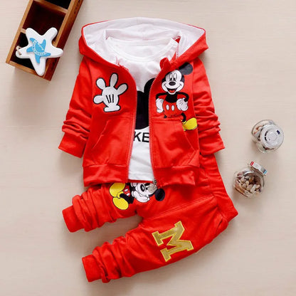 Spring and Autumn New  Boys Clothes Set - Cute Mickey Cotton Hooded Coat set