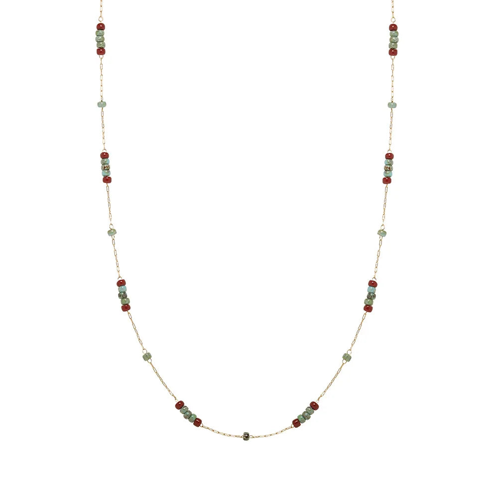 Stainless Steel Wine Red Beads Women Necklace