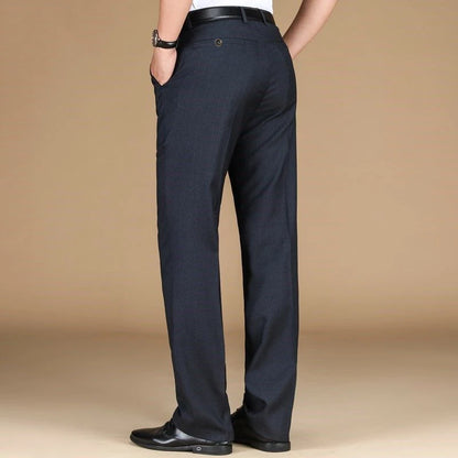 Einfarbige Anzughose für Herren mit hoher Taille und Business-Casual-Stil
