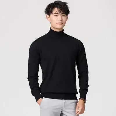 Pull col roulé en cachemire noir