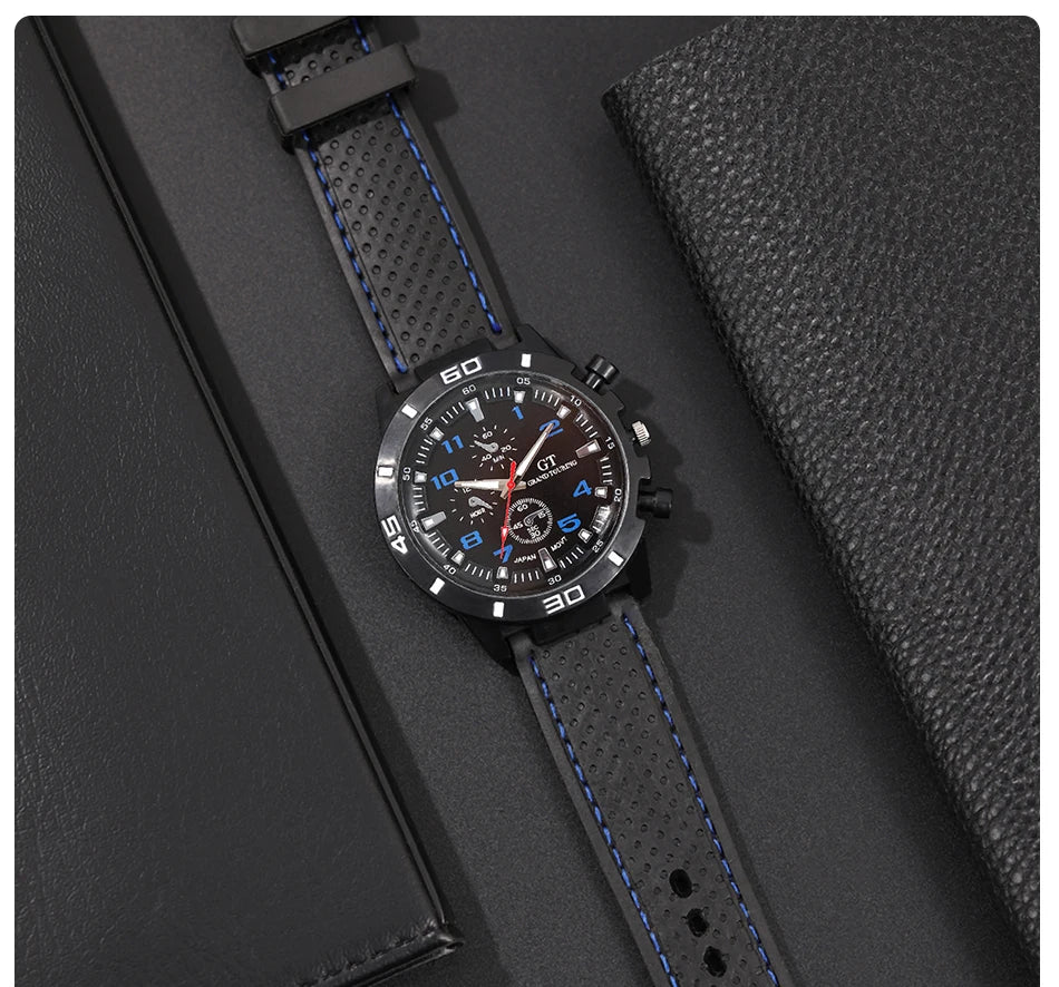 Runde Herren-Sportarmbanduhr im Militär-Stil