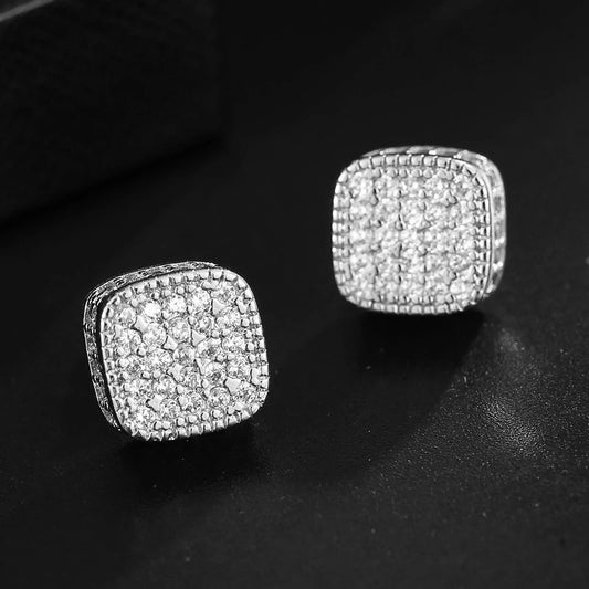Men's Hip Hop Iced Out Zircon Gold Stud Earrings