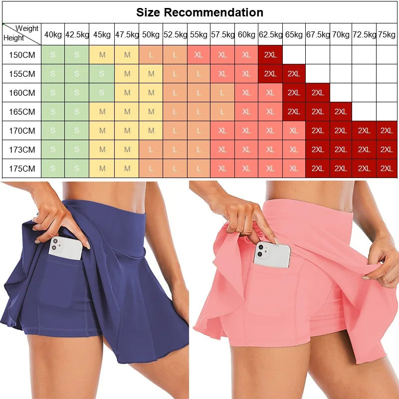 Golfrock mit hoher Taille und Fitness-Shorts für Damen