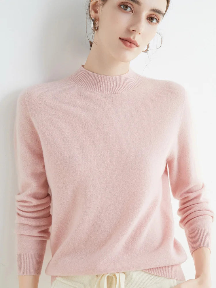 Women's Pure Woolen Slim Knitted Cashmere Sweater