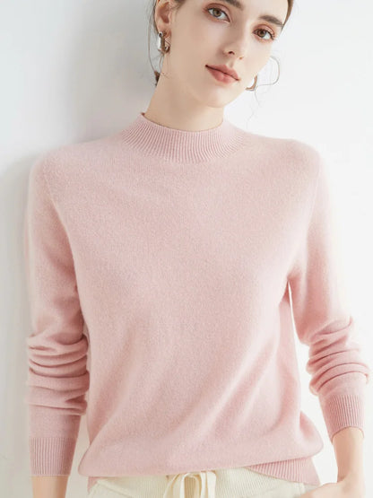 Women's Pure Woolen Slim Knitted Cashmere Sweater