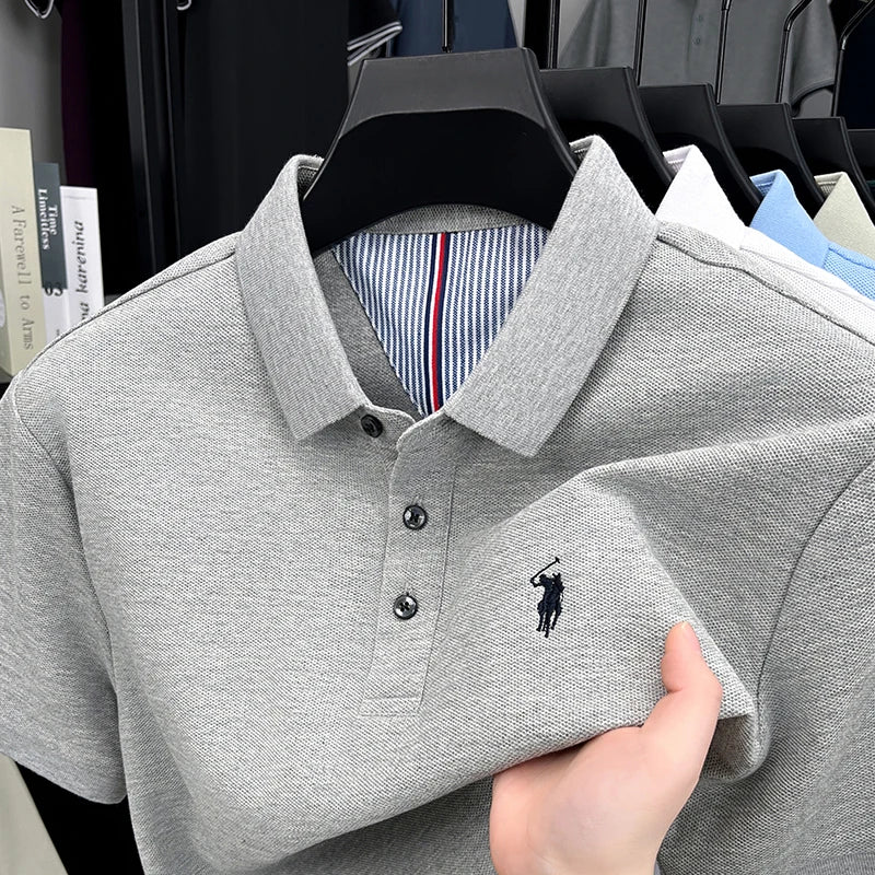 Men's Summer Cotton Embroidery Golf Polo Shirt